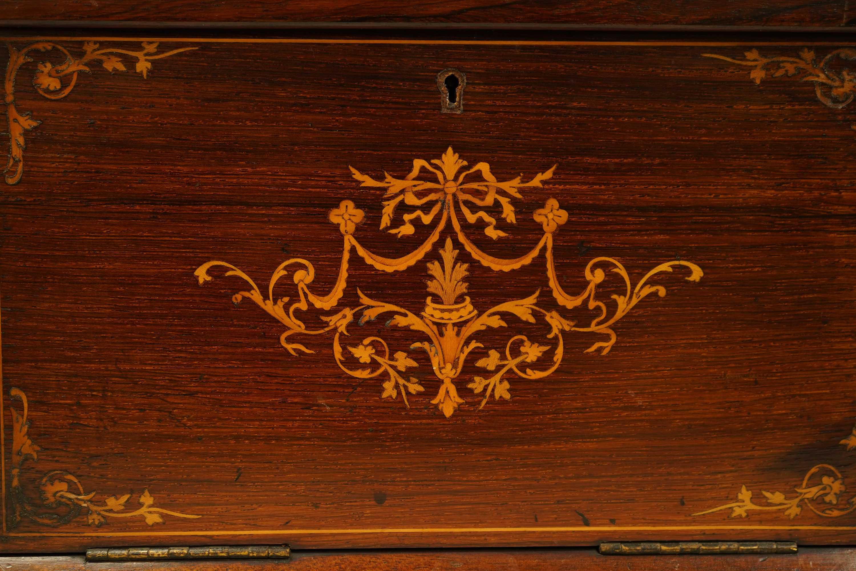 An Edwardian inlaid mahogany writing casket with fitted interior and a late Victorian faded walnut cigar box, largest 32cm wide